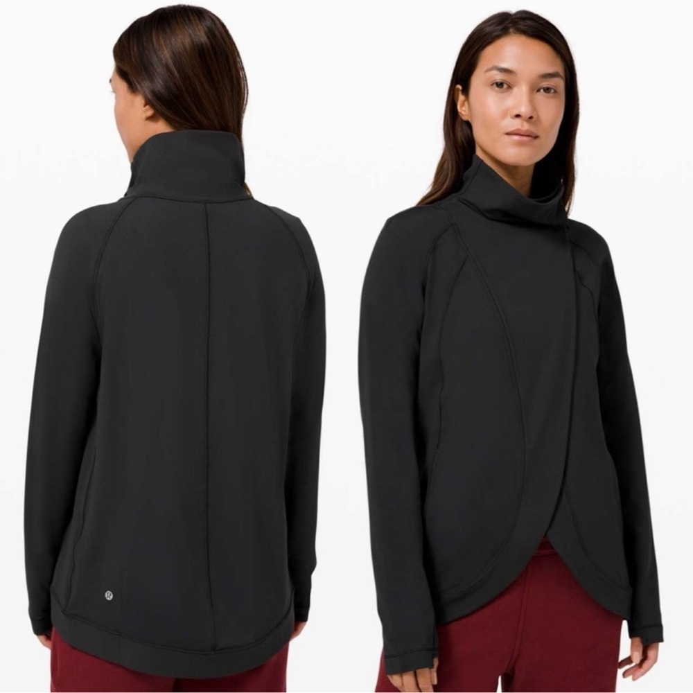 Lululemon Rulu Rally Wrap Black 6 Jacket Cardigan Sweater Snap Button Closure - Picture 1 of 16